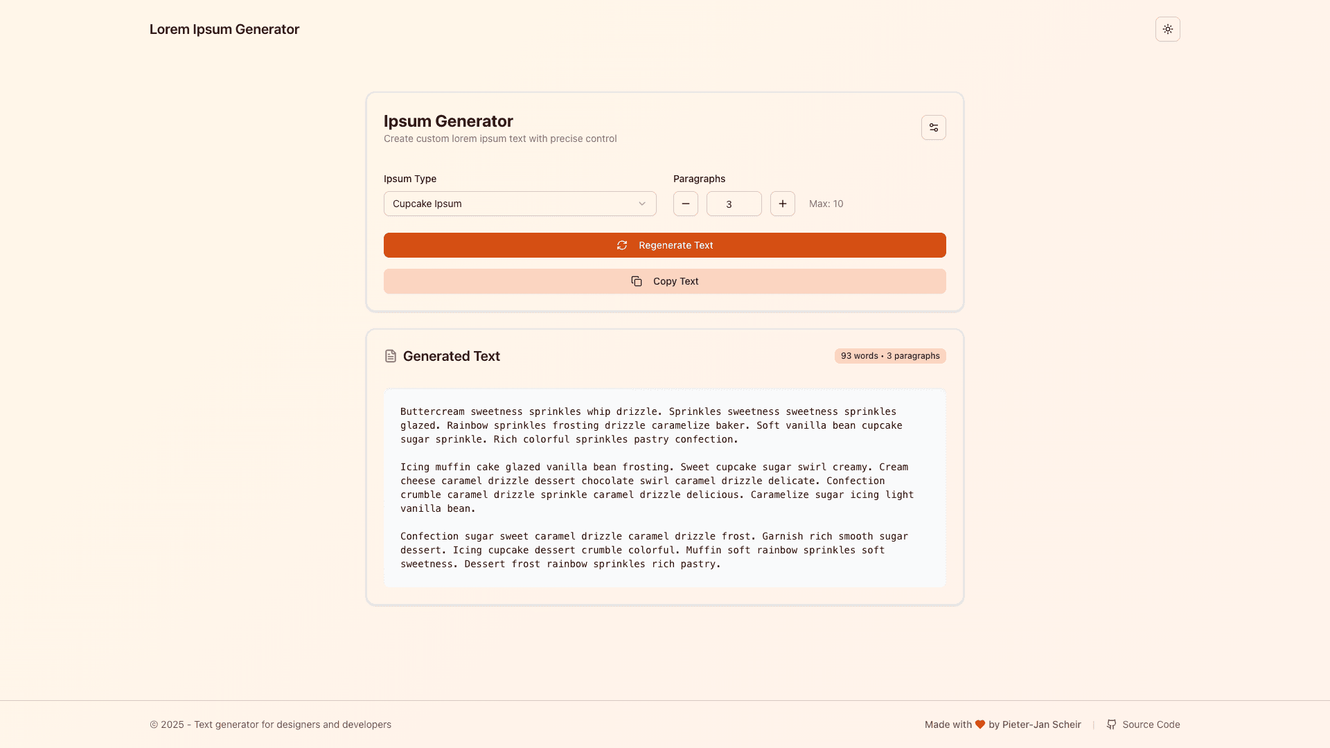 Lorem Ipsum Generator project preview
