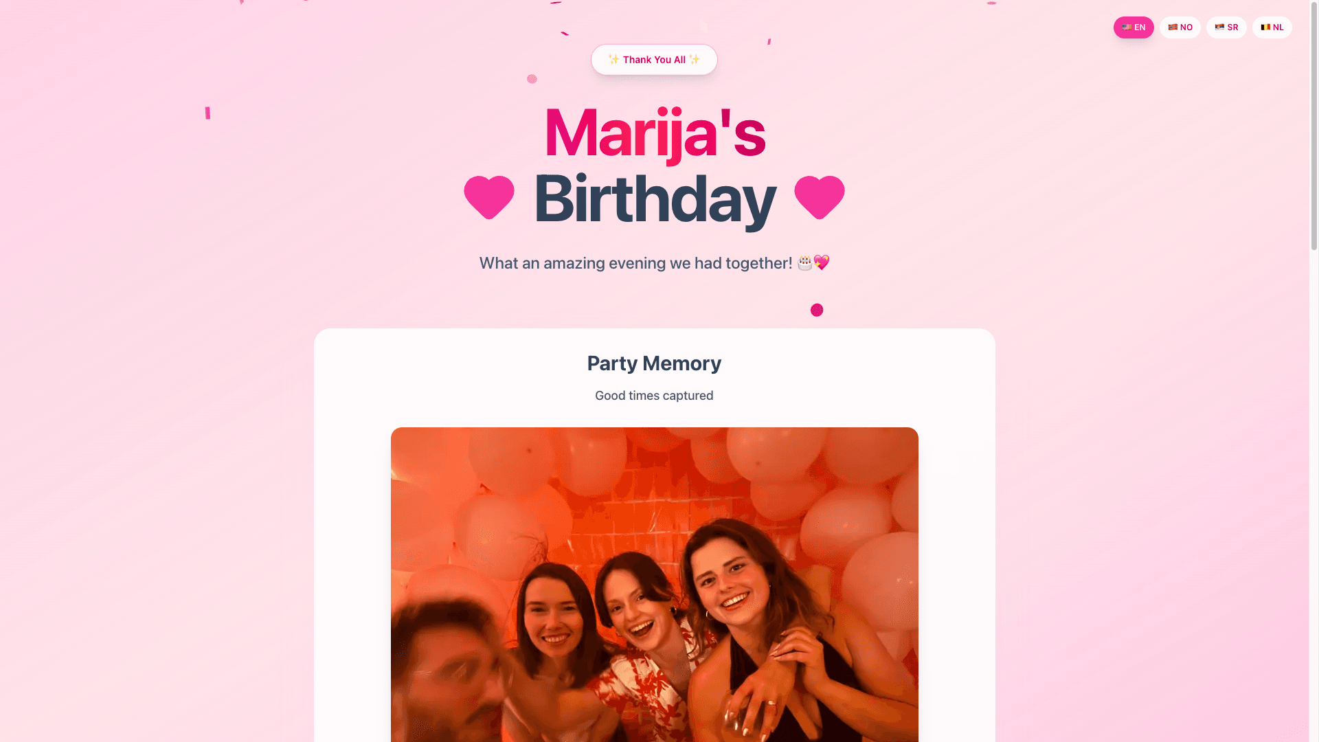 Marija's Birthday Party - Event Website project preview